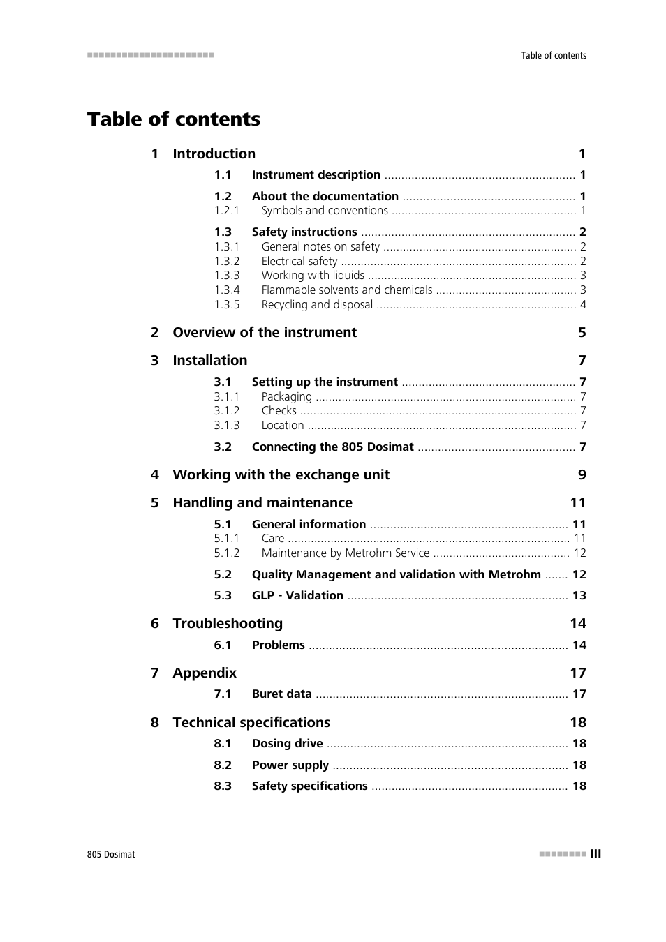 Metrohm 805 Dosimat User Manual | Page 5 / 34