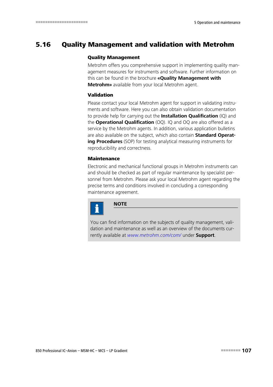 16 quality management and validation with metrohm | Metrohm 850 Professional IC Anion MSM-HC MCS LP-Gradient User Manual | Page 117 / 150