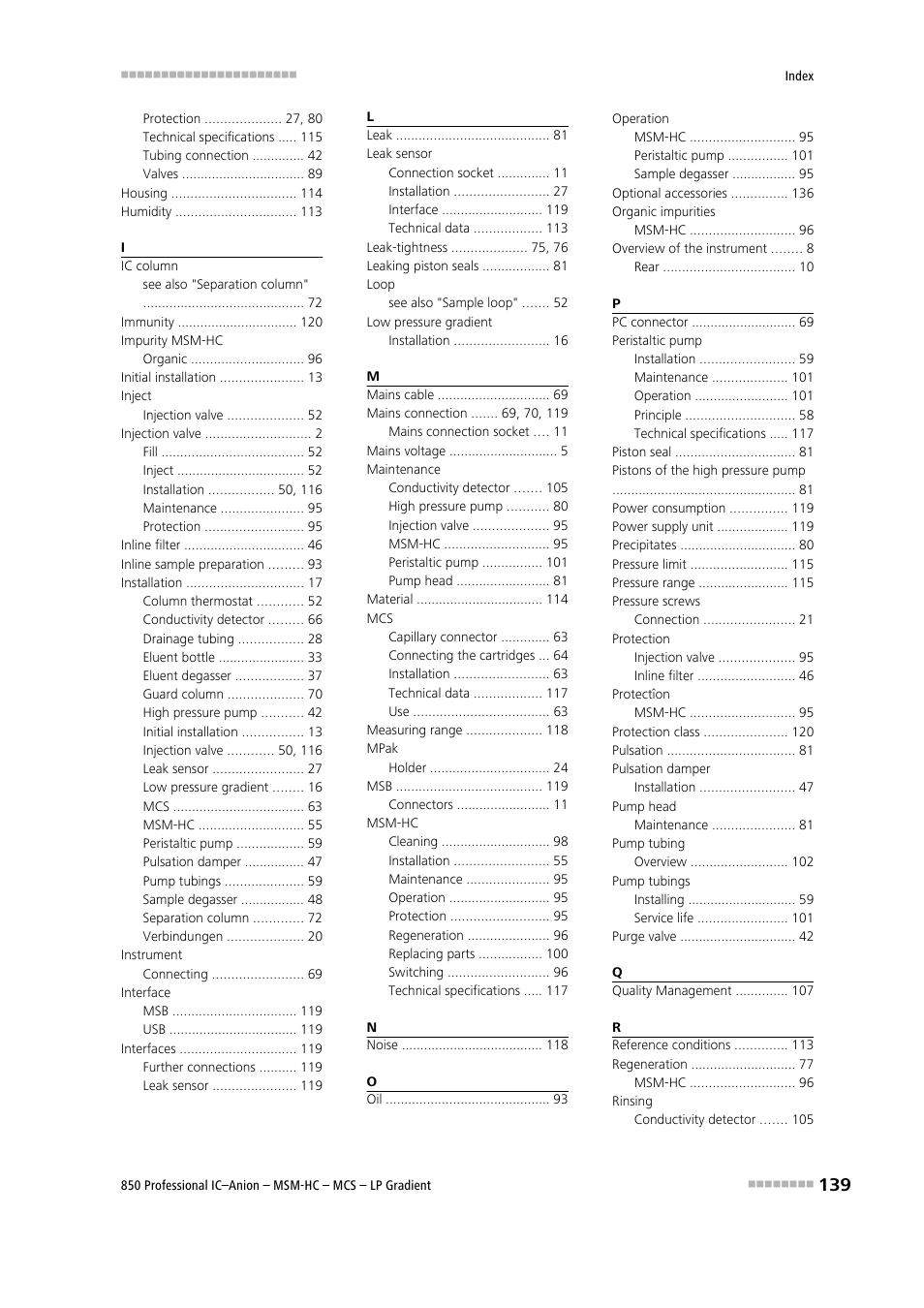 Metrohm 850 Professional IC Anion MSM-HC MCS LP-Gradient User Manual | Page 149 / 150