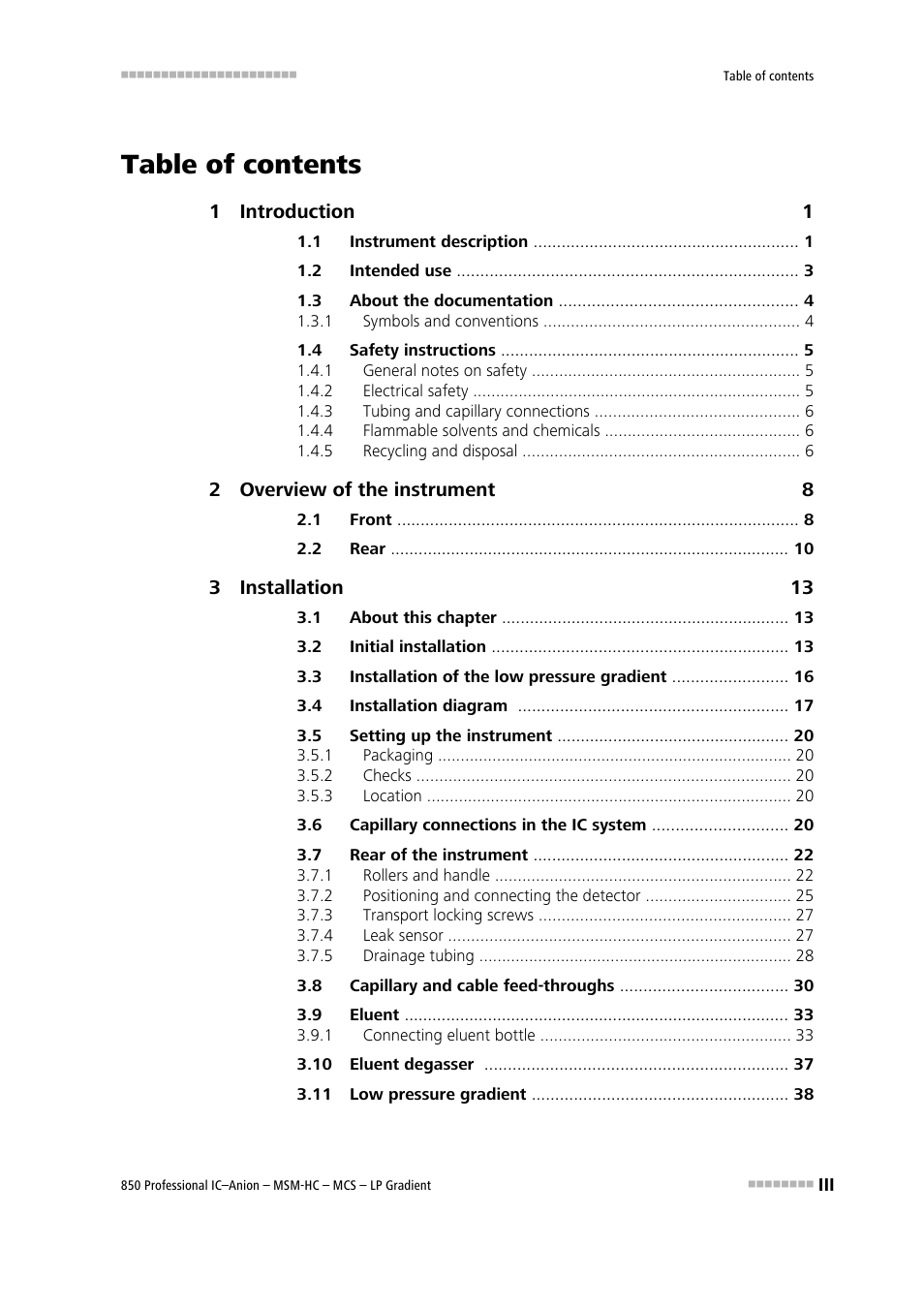 Metrohm 850 Professional IC Anion MSM-HC MCS LP-Gradient User Manual | Page 5 / 150