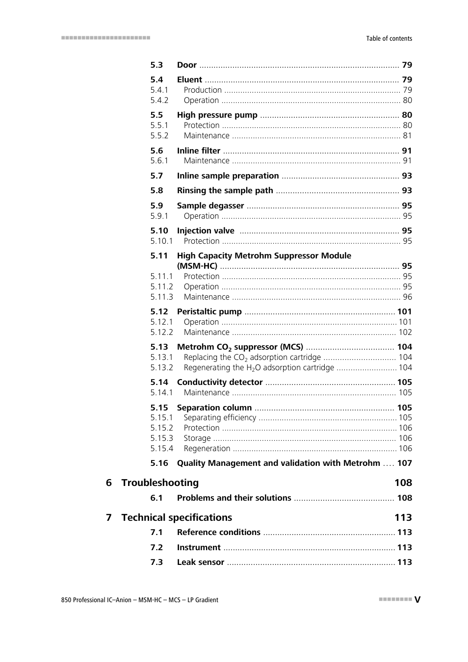 Metrohm 850 Professional IC Anion MSM-HC MCS LP-Gradient User Manual | Page 7 / 150