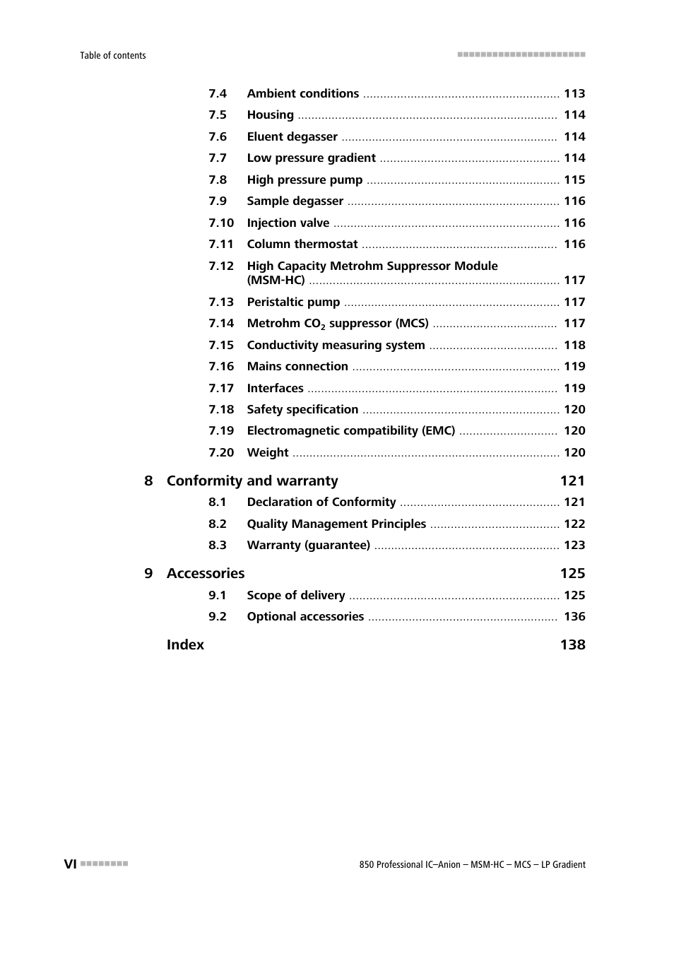 Metrohm 850 Professional IC Anion MSM-HC MCS LP-Gradient User Manual | Page 8 / 150