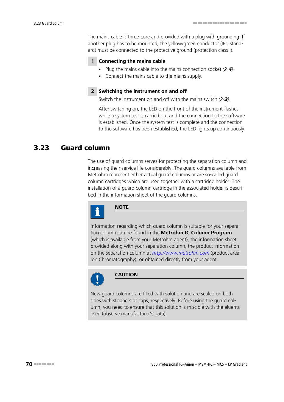 23 guard column | Metrohm 850 Professional IC Anion MSM-HC MCS LP-Gradient User Manual | Page 80 / 150