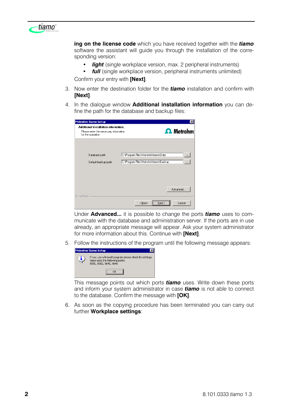 Metrohm tiamo 1.3 Installation User Manual | Page 2 / 9