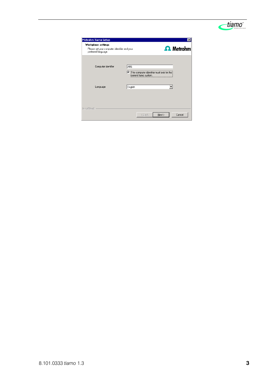 Metrohm tiamo 1.3 Installation User Manual | Page 3 / 9