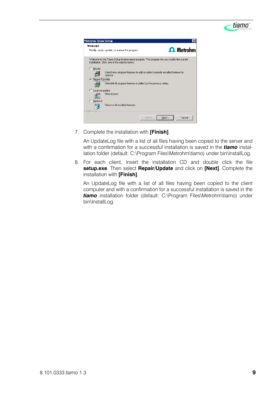 Metrohm tiamo 1.3 Installation User Manual | Page 9 / 9