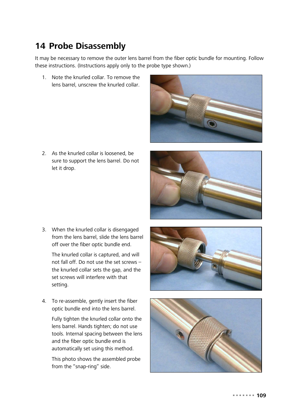 14 probe disassembly, Probe disassembly | Metrohm NIRS XDS Process Analyzer – MicroBundle User Manual | Page 111 / 114