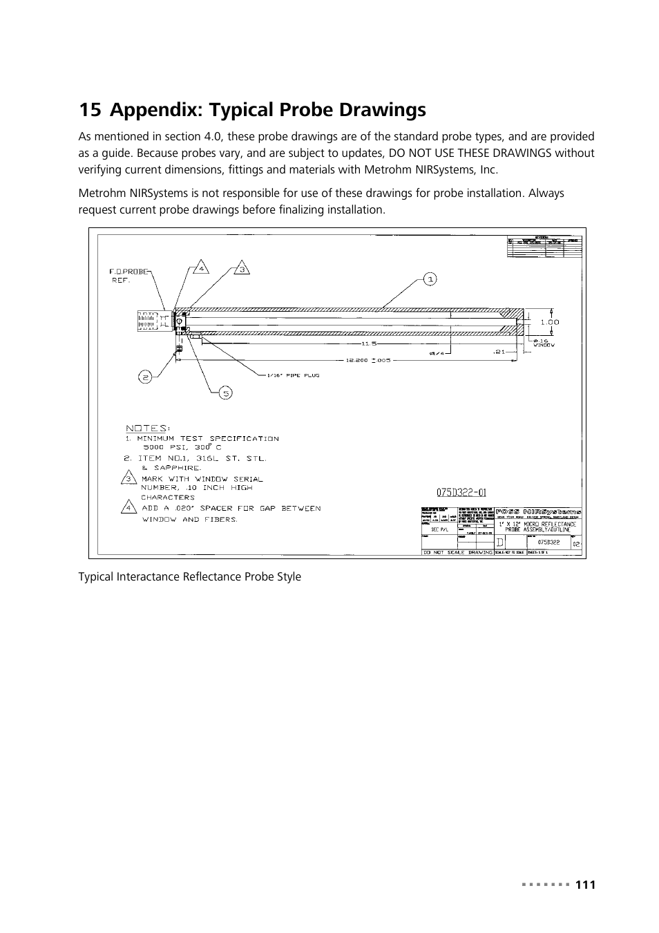 15 appendix: typical probe drawings, Appendix: typical probe drawings | Metrohm NIRS XDS Process Analyzer – MicroBundle User Manual | Page 113 / 114