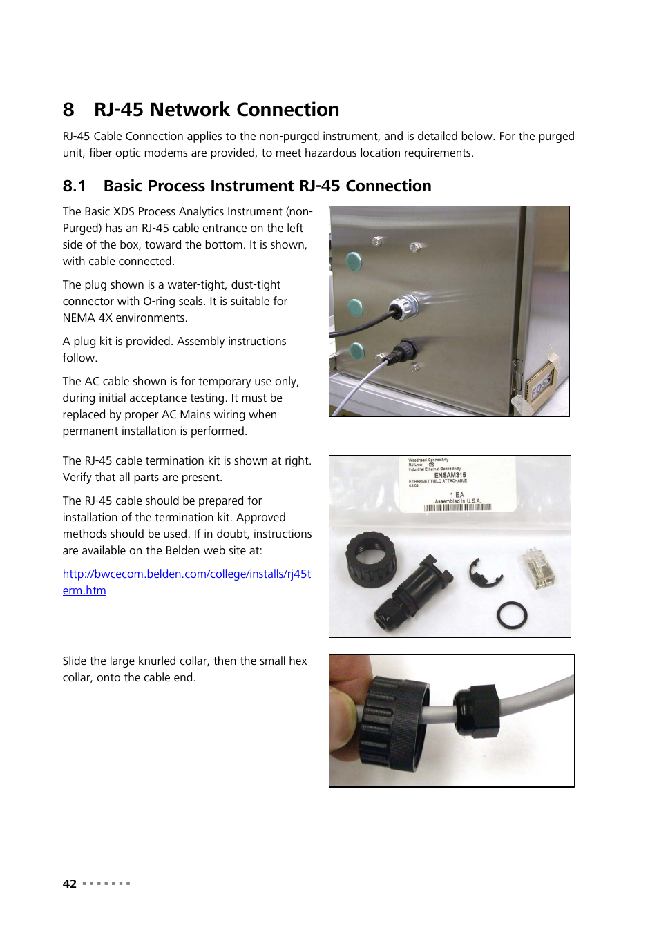 8 rj-45 network connection, 1 basic process instrument rj-45 connection, Rj-45 network connection | Basic process instrument rj-45 connection, 8rj-45 network connection | Metrohm NIRS XDS Process Analyzer – MicroBundle User Manual | Page 44 / 114