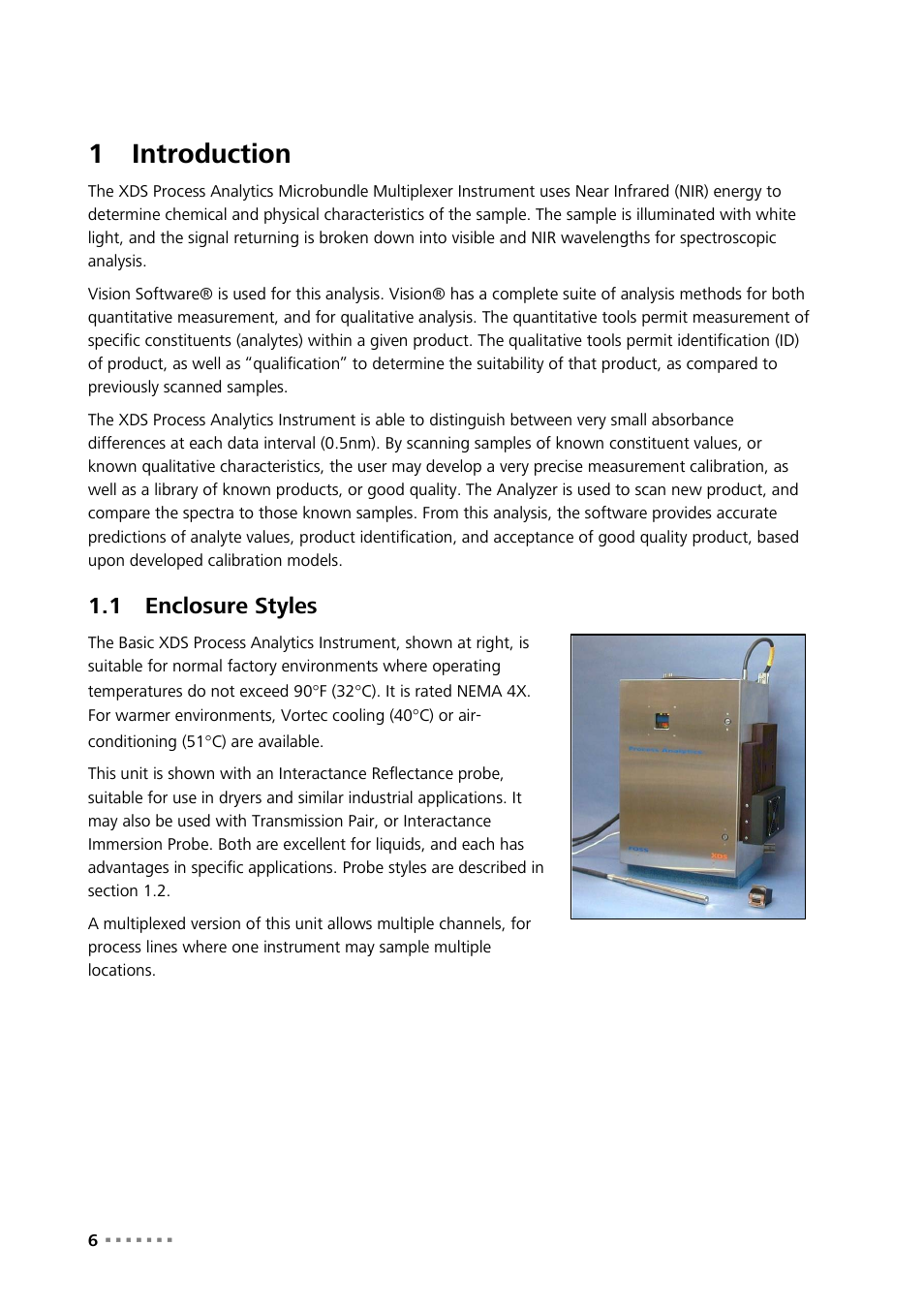 1 introduction, 1 enclosure styles, Introduction | Enclosure styles, 1introduction | Metrohm NIRS XDS Process Analyzer – MicroBundle User Manual | Page 8 / 114