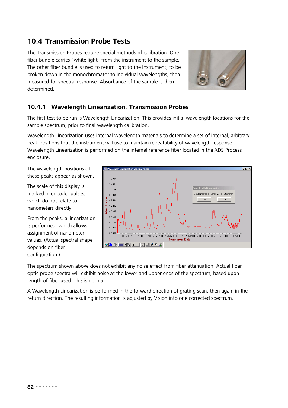 4 transmission probe tests, 1 wavelength linearization, transmission probes, Transmission probe tests | Wavelength linearization, transmission probes | Metrohm NIRS XDS Process Analyzer – MicroBundle User Manual | Page 84 / 114