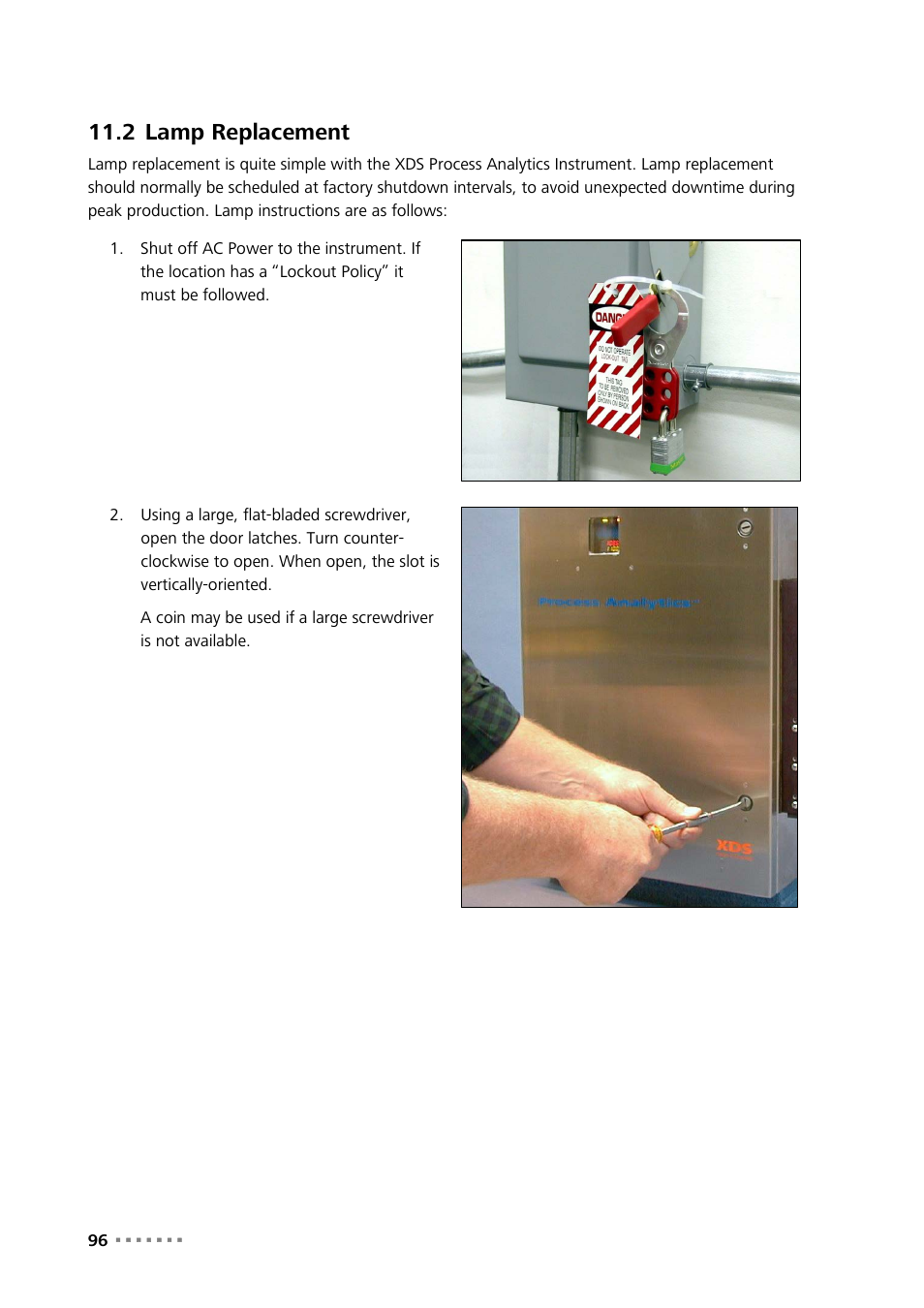 2 lamp replacement, Lamp replacement | Metrohm NIRS XDS Process Analyzer – MicroBundle User Manual | Page 98 / 114