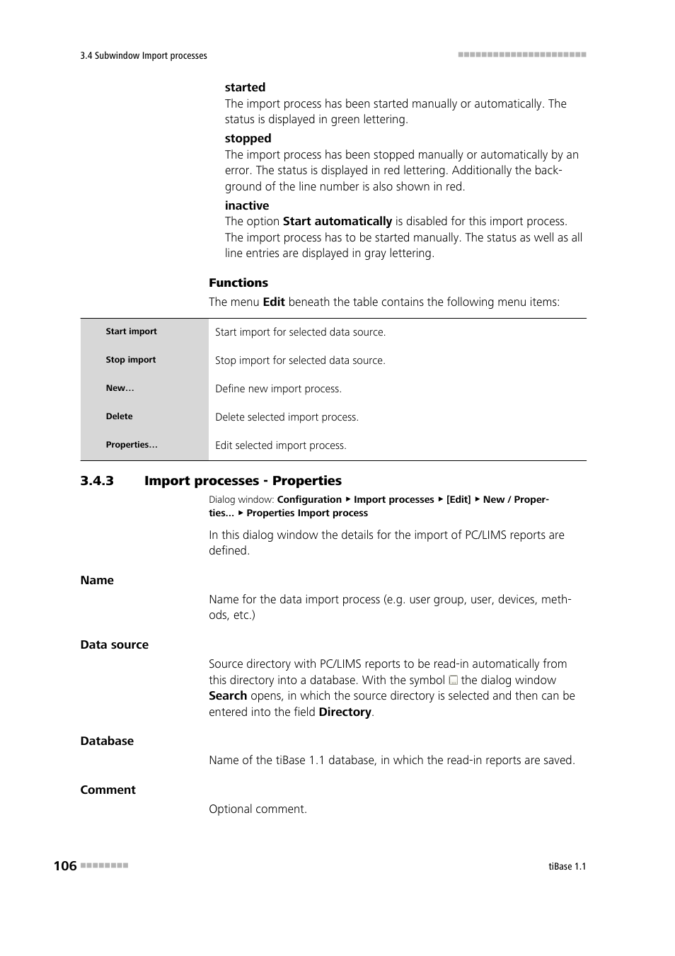 3 import processes - properties, Import processes - properties | Metrohm tiBase 1.1 User Manual | Page 114 / 349