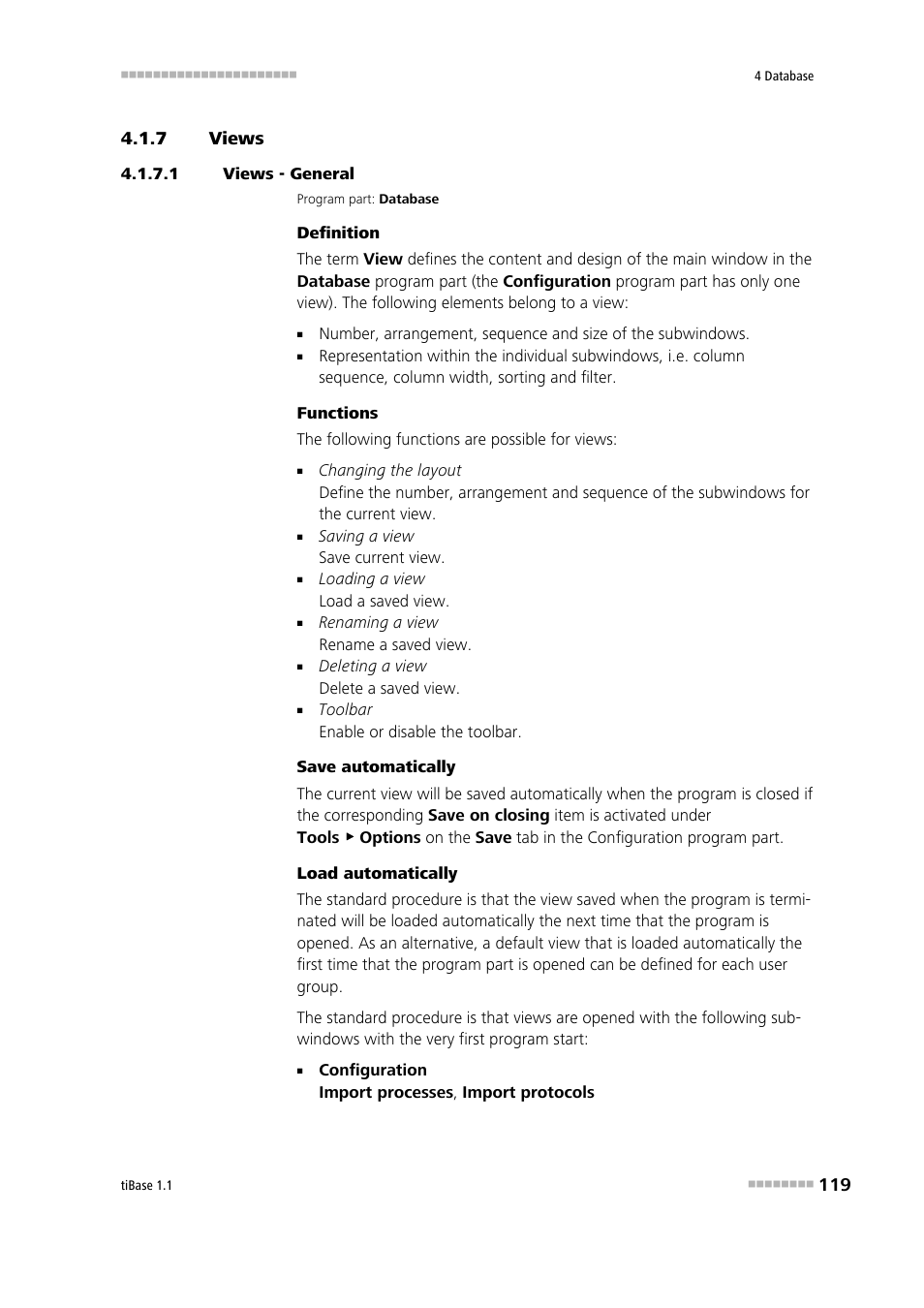 7 views, 1 views - general, Views | Toolbar | Metrohm tiBase 1.1 User Manual | Page 127 / 349