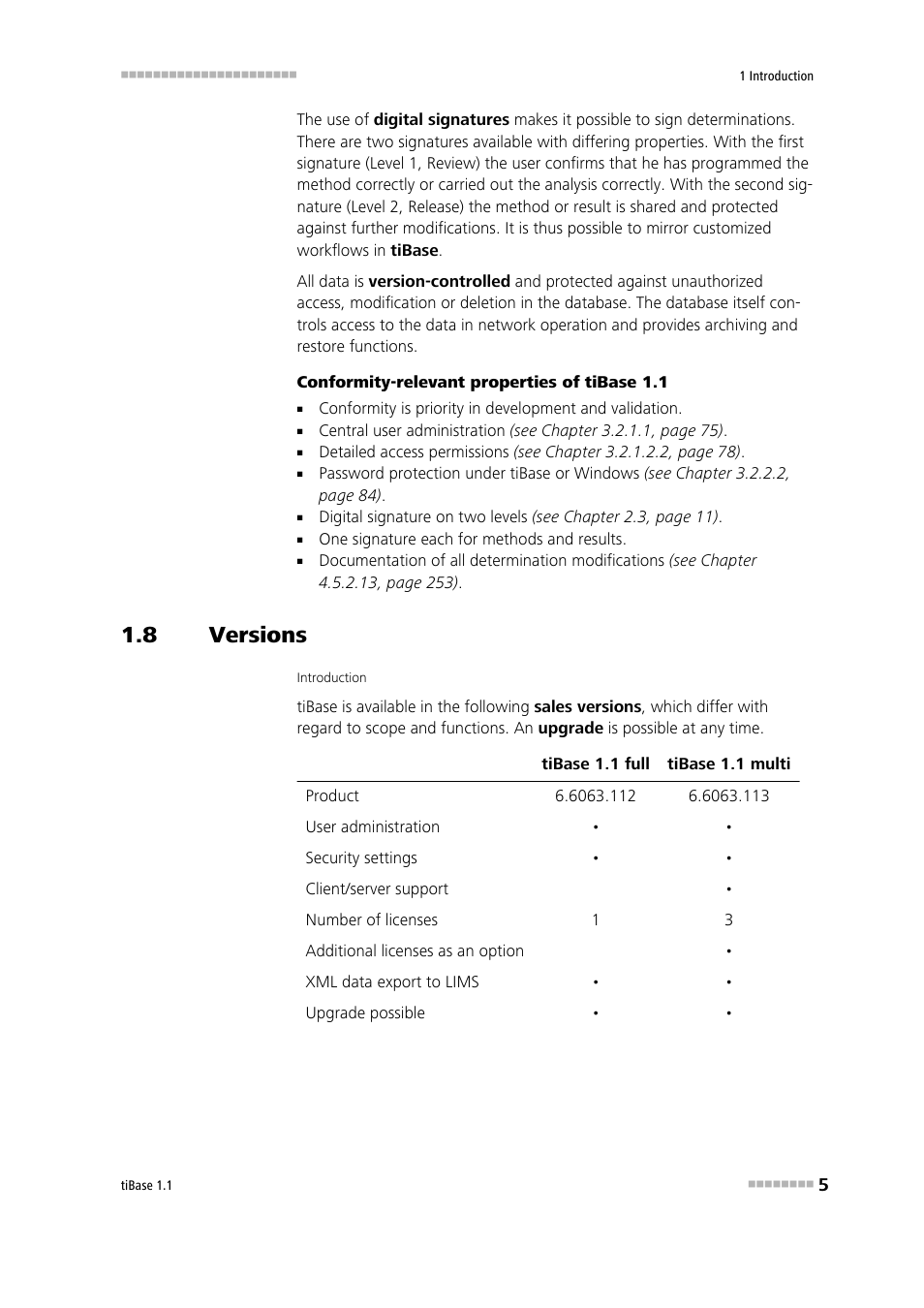 8 versions, Versions, Program versions | Metrohm tiBase 1.1 User Manual | Page 13 / 349
