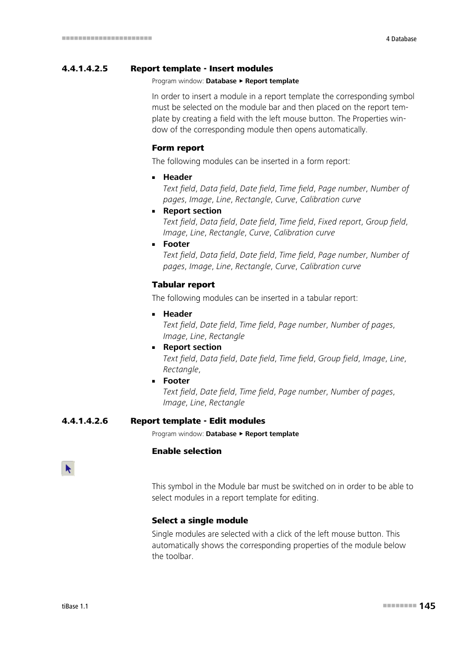 5 report template - insert modules, 6 report template - edit modules, Insert modules | Edit modules | Metrohm tiBase 1.1 User Manual | Page 153 / 349