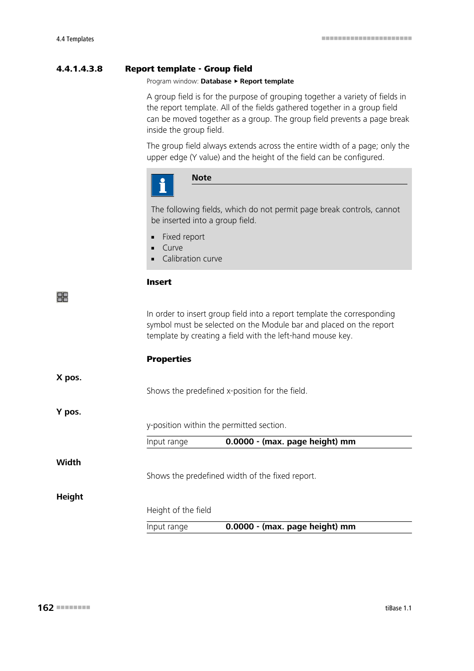 8 report template - group field, Group field | Metrohm tiBase 1.1 User Manual | Page 170 / 349