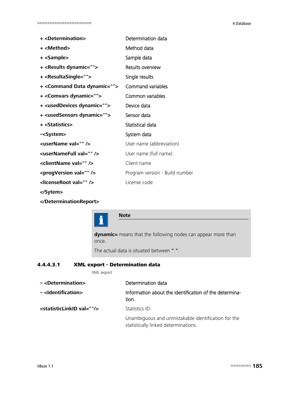 1 xml export - determination data | Metrohm tiBase 1.1 User Manual | Page 193 / 349