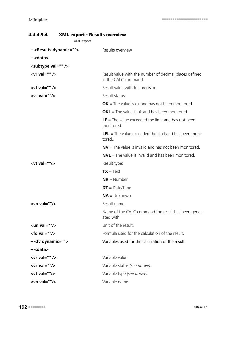 4 xml export - results overview | Metrohm tiBase 1.1 User Manual | Page 200 / 349