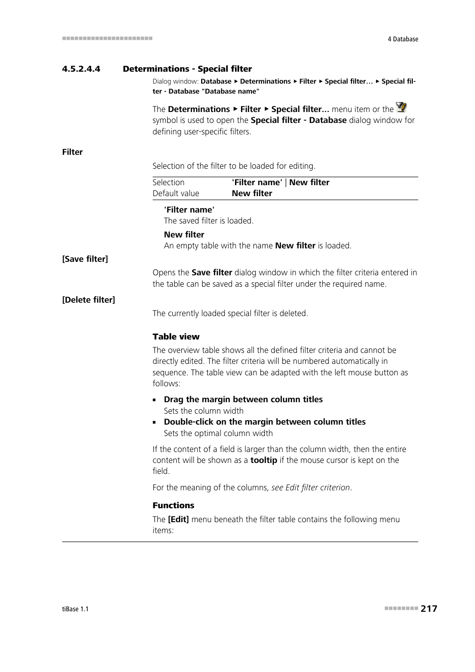 4 determinations - special filter, Special filter | Metrohm tiBase 1.1 User Manual | Page 225 / 349