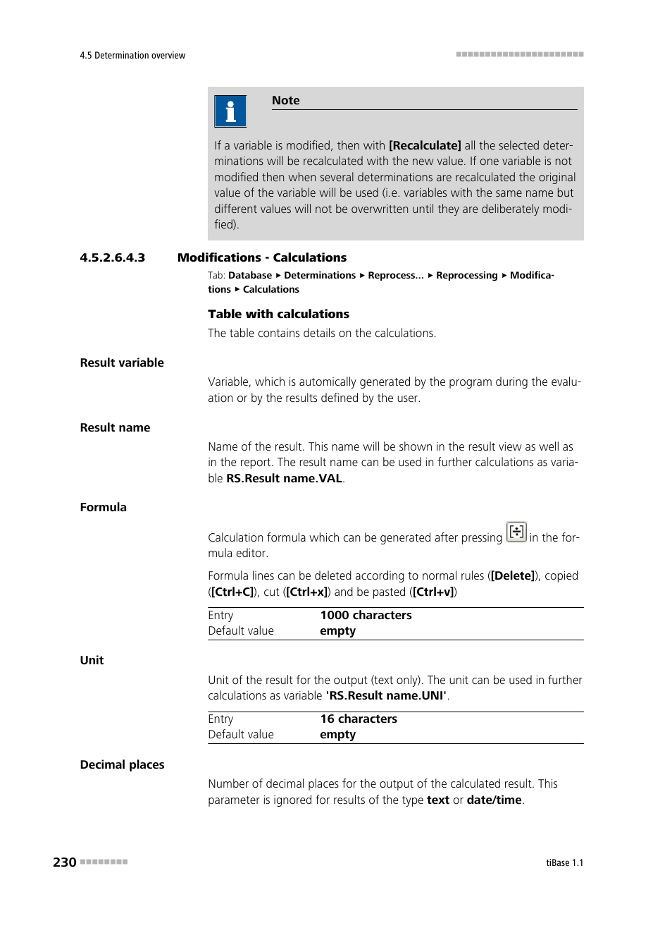 3 modifications - calculations | Metrohm tiBase 1.1 User Manual | Page 238 / 349