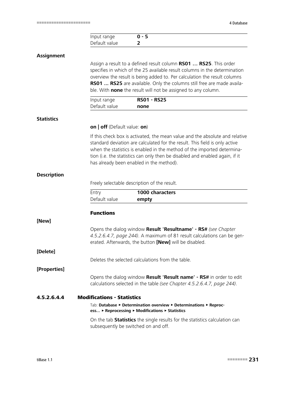 4 modifications - statistics | Metrohm tiBase 1.1 User Manual | Page 239 / 349