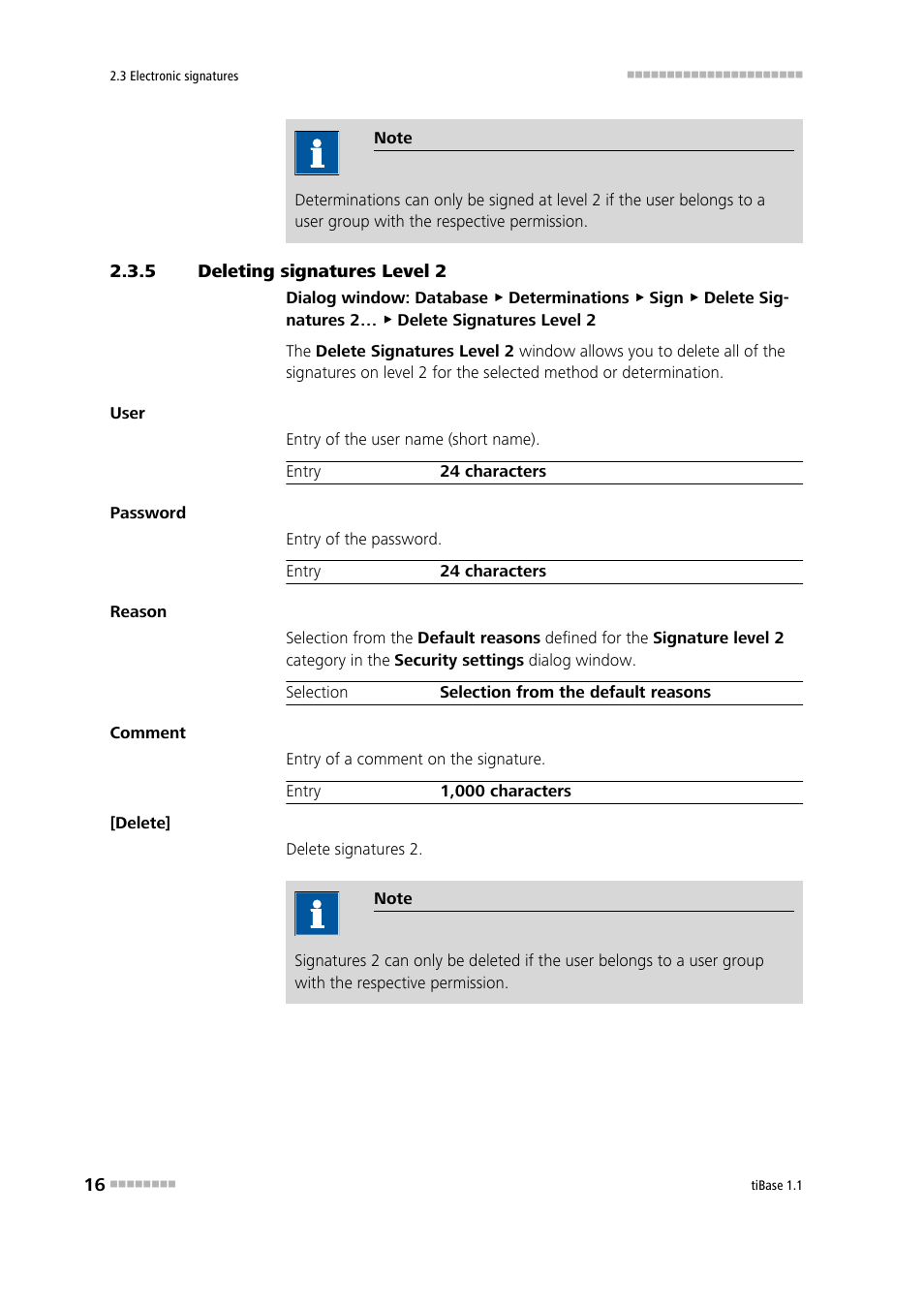 5 deleting signatures level 2, Deleting signatures level 2 | Metrohm tiBase 1.1 User Manual | Page 24 / 349