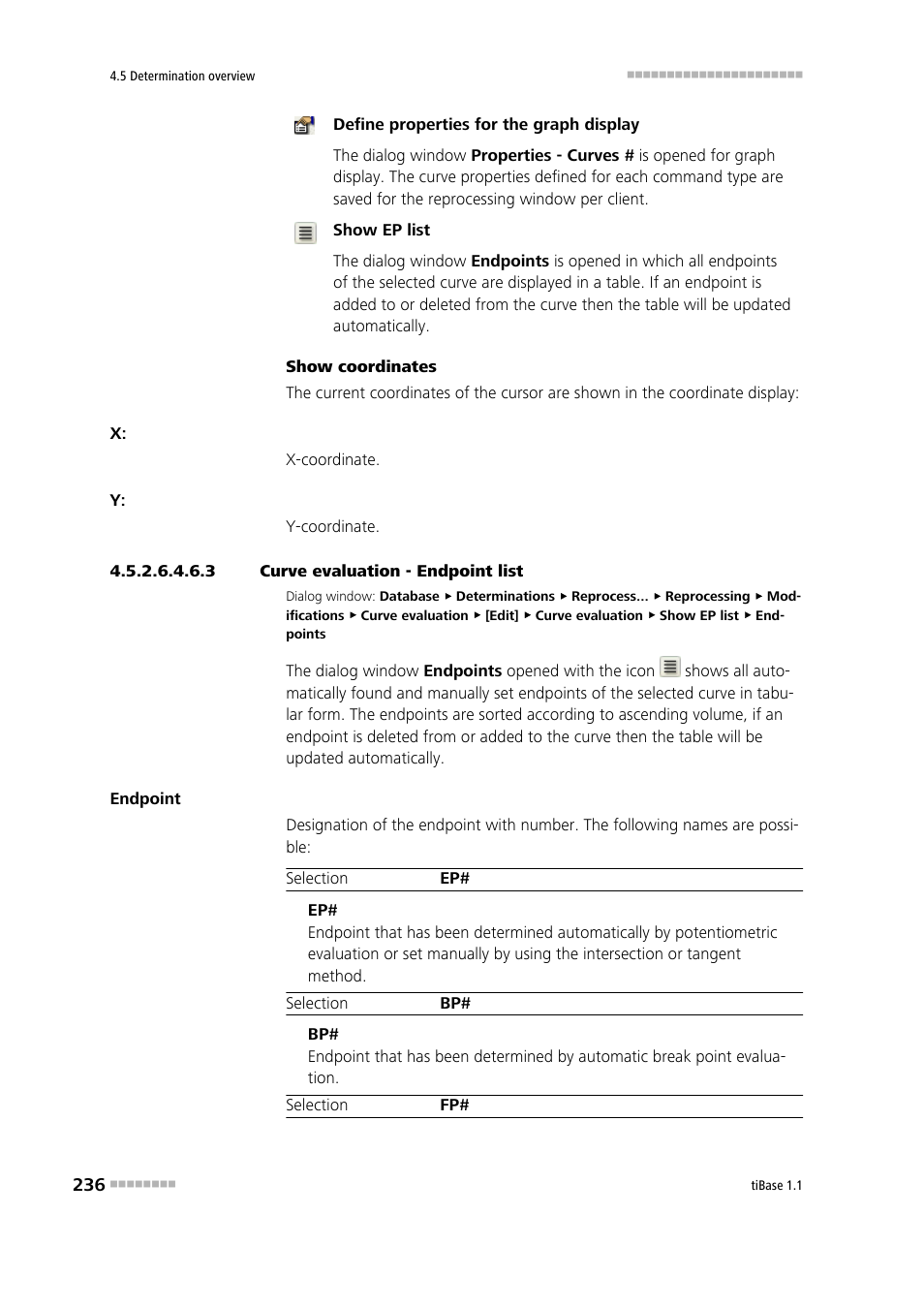 3 curve evaluation - endpoint list | Metrohm tiBase 1.1 User Manual | Page 244 / 349