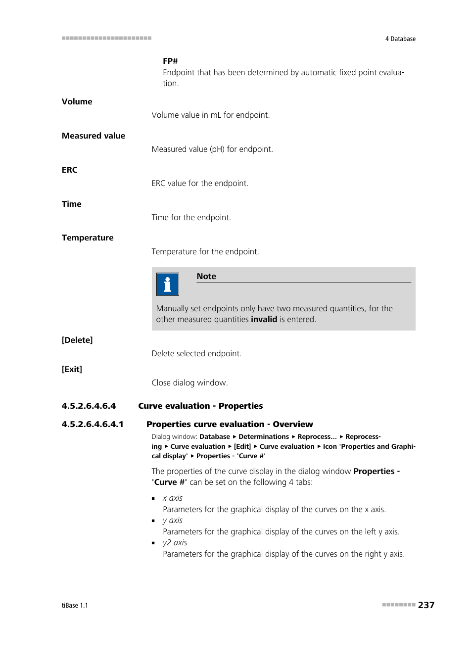 4 curve evaluation - properties, 1 properties curve evaluation - overview | Metrohm tiBase 1.1 User Manual | Page 245 / 349