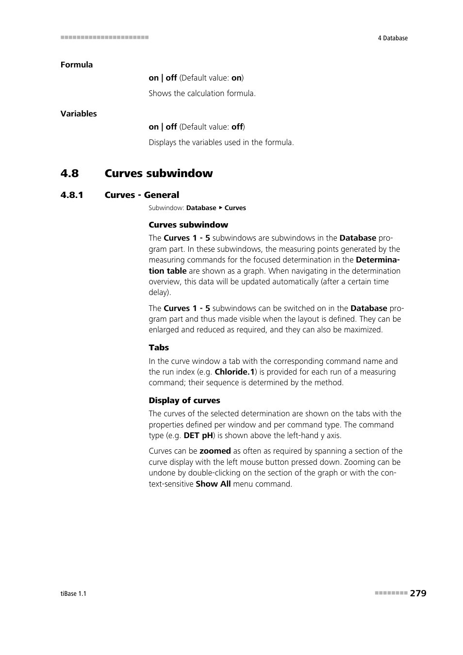 8 curves subwindow, 1 curves - general, Curves subwindow | Curves - general, Curves 1 - 5 | Metrohm tiBase 1.1 User Manual | Page 287 / 349