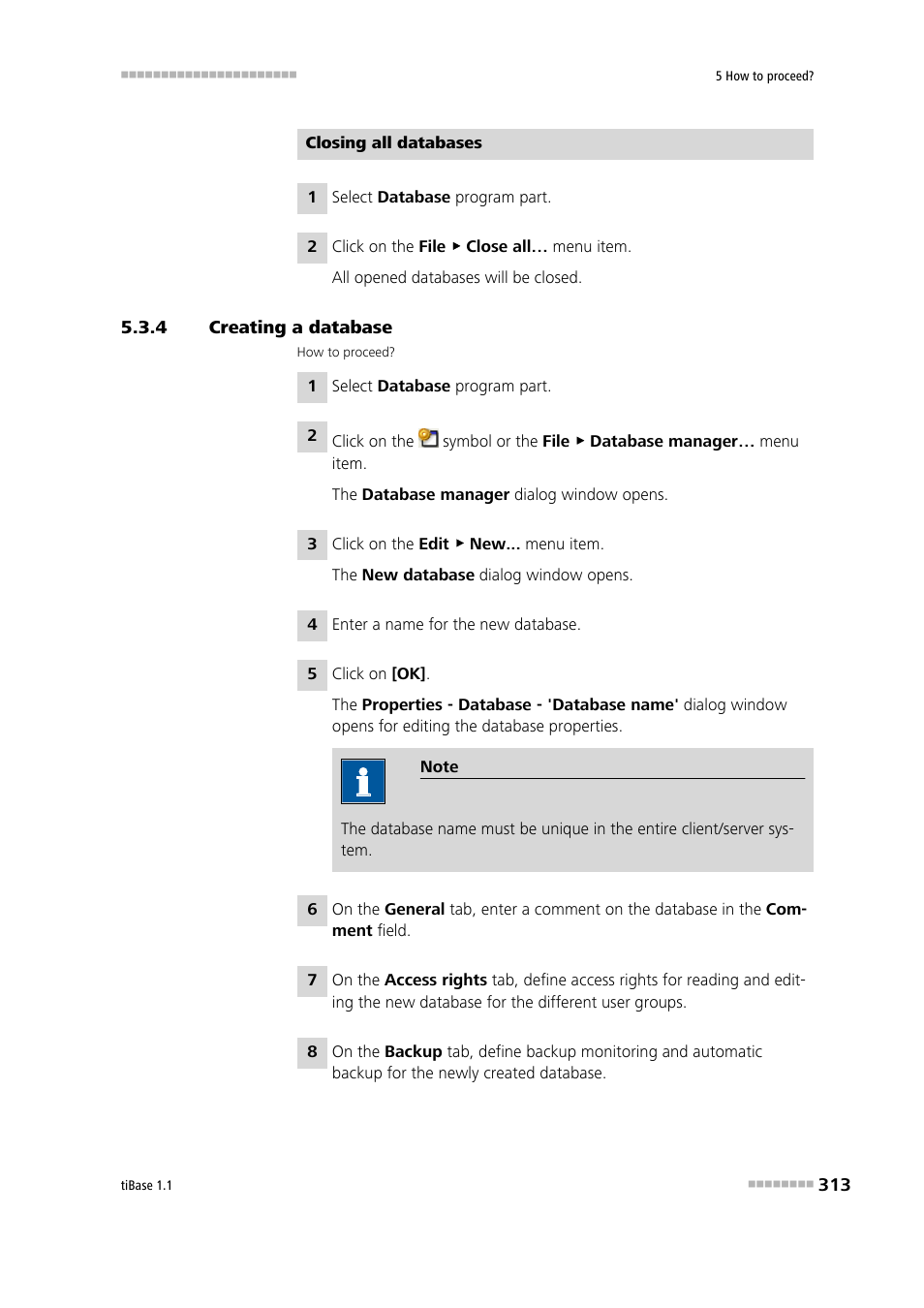 4 creating a database, Creating a database | Metrohm tiBase 1.1 User Manual | Page 321 / 349