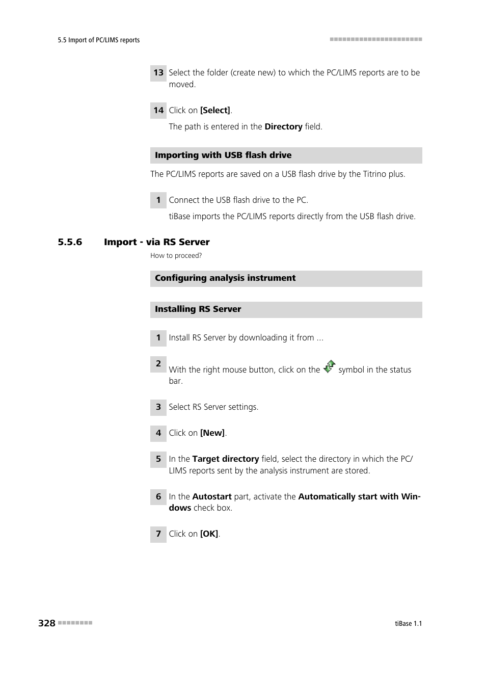 6 import - via rs server, Import - via rs server | Metrohm tiBase 1.1 User Manual | Page 336 / 349