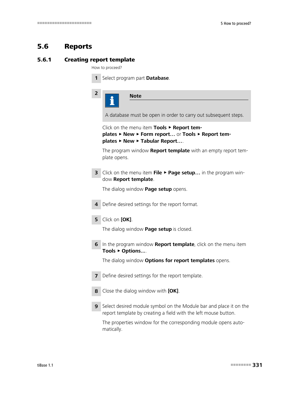 6 reports, 1 creating report template, Reports | Creating report template | Metrohm tiBase 1.1 User Manual | Page 339 / 349