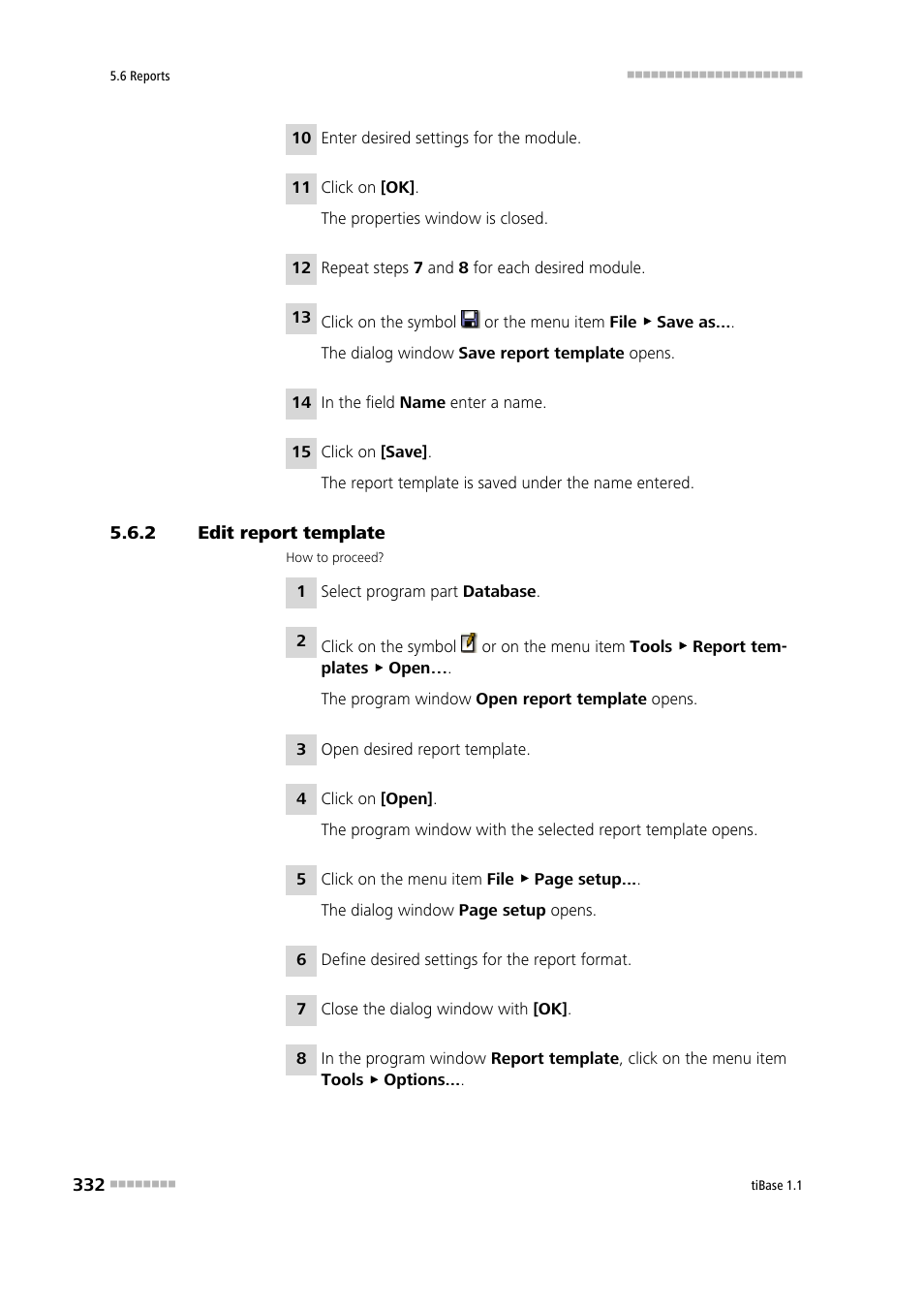 2 edit report template, Edit report template | Metrohm tiBase 1.1 User Manual | Page 340 / 349