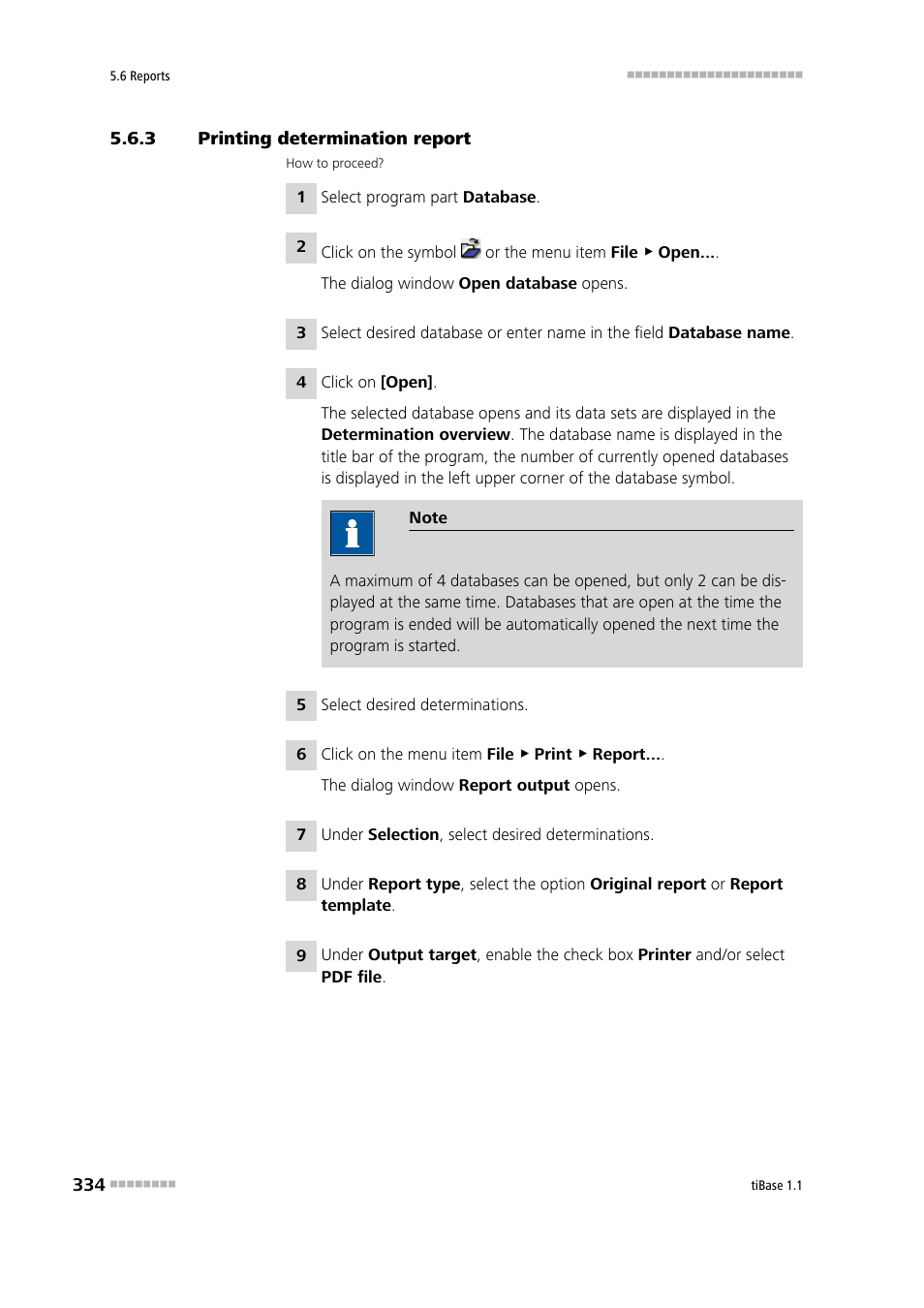 3 printing determination report, Printing determination report | Metrohm tiBase 1.1 User Manual | Page 342 / 349