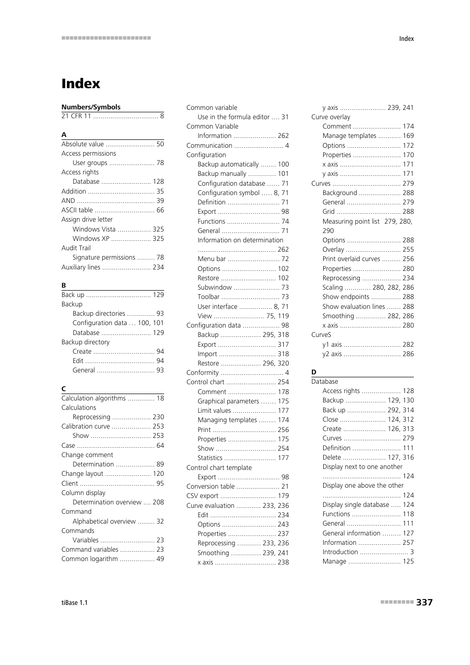 Index | Metrohm tiBase 1.1 User Manual | Page 345 / 349