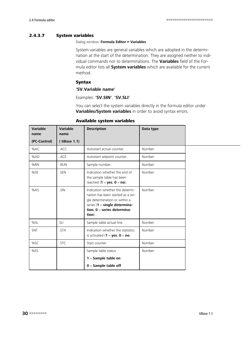 7 system variables | Metrohm tiBase 1.1 User Manual | Page 38 / 349