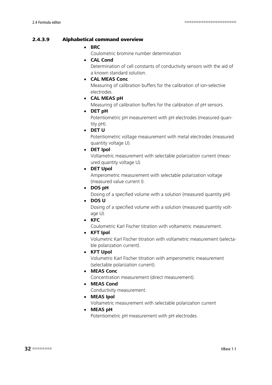 9 alphabetical command overview | Metrohm tiBase 1.1 User Manual | Page 40 / 349