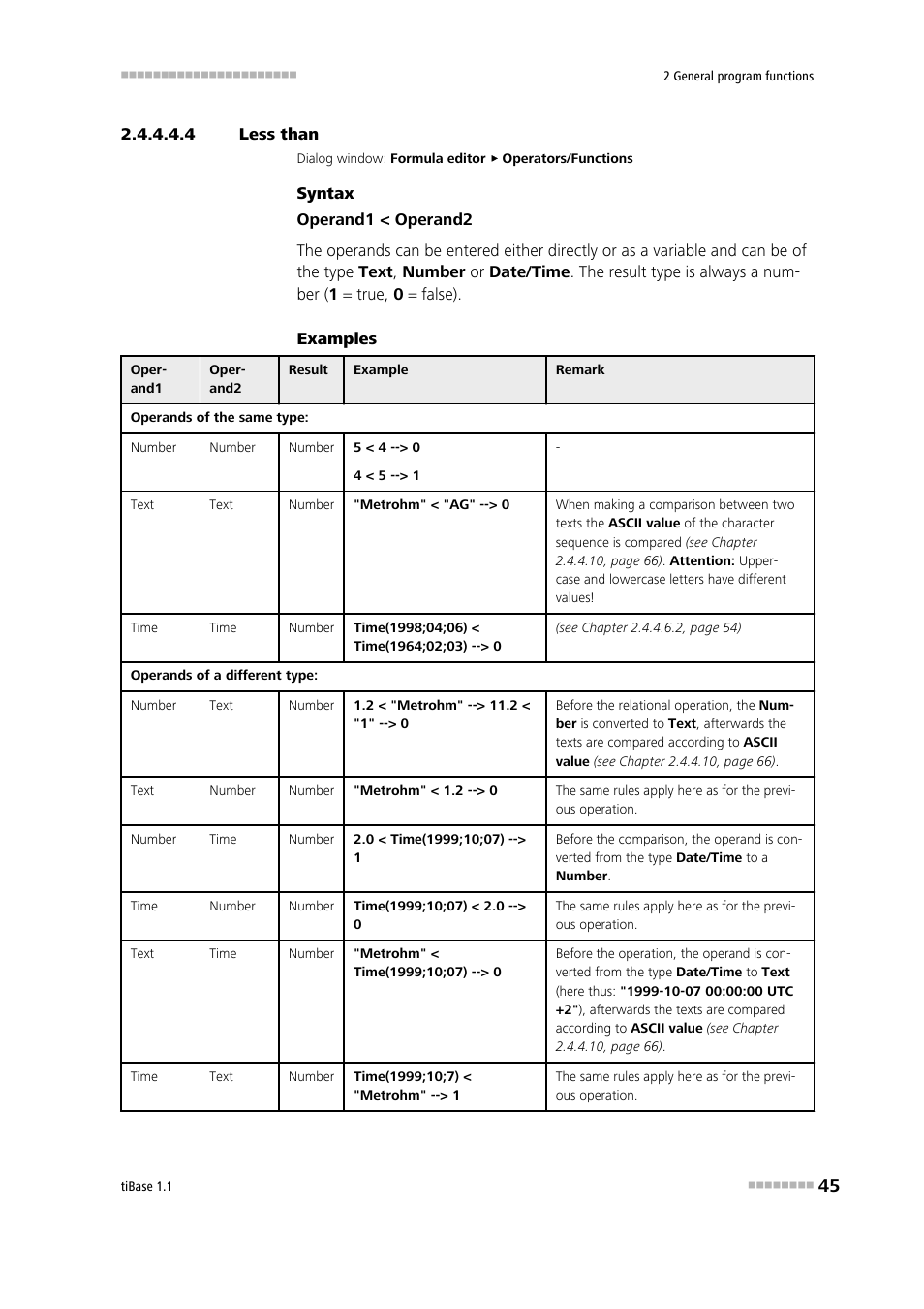 4 less than, Less than, Less than (<) | Metrohm tiBase 1.1 User Manual | Page 53 / 349