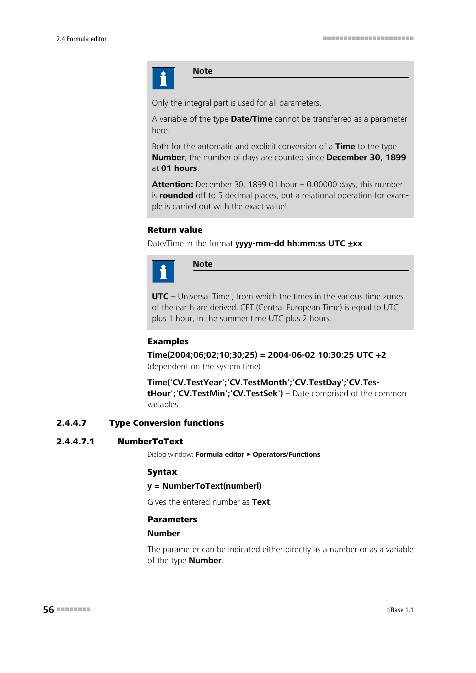 7 type conversion functions, 1 numbertotext, Numbertotext | Metrohm tiBase 1.1 User Manual | Page 64 / 349