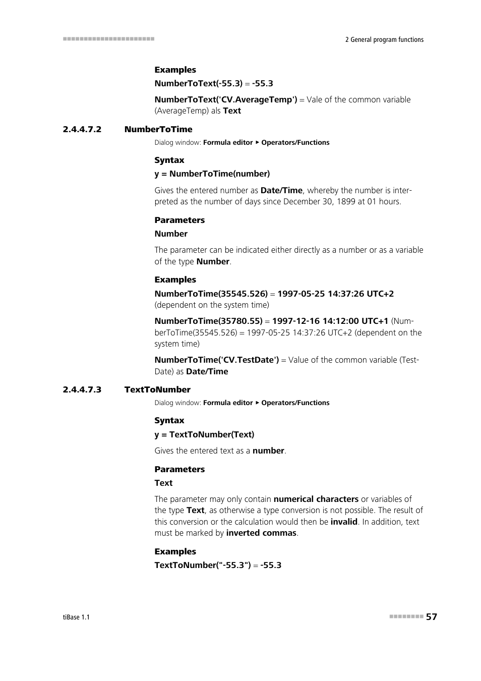 2 numbertotime, 3 texttonumber, Numbertotime | Texttonumber | Metrohm tiBase 1.1 User Manual | Page 65 / 349