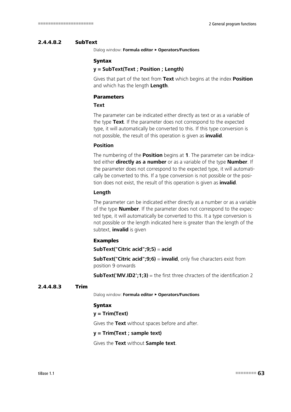 2 subtext, 3 trim, Subtext | Trim | Metrohm tiBase 1.1 User Manual | Page 71 / 349