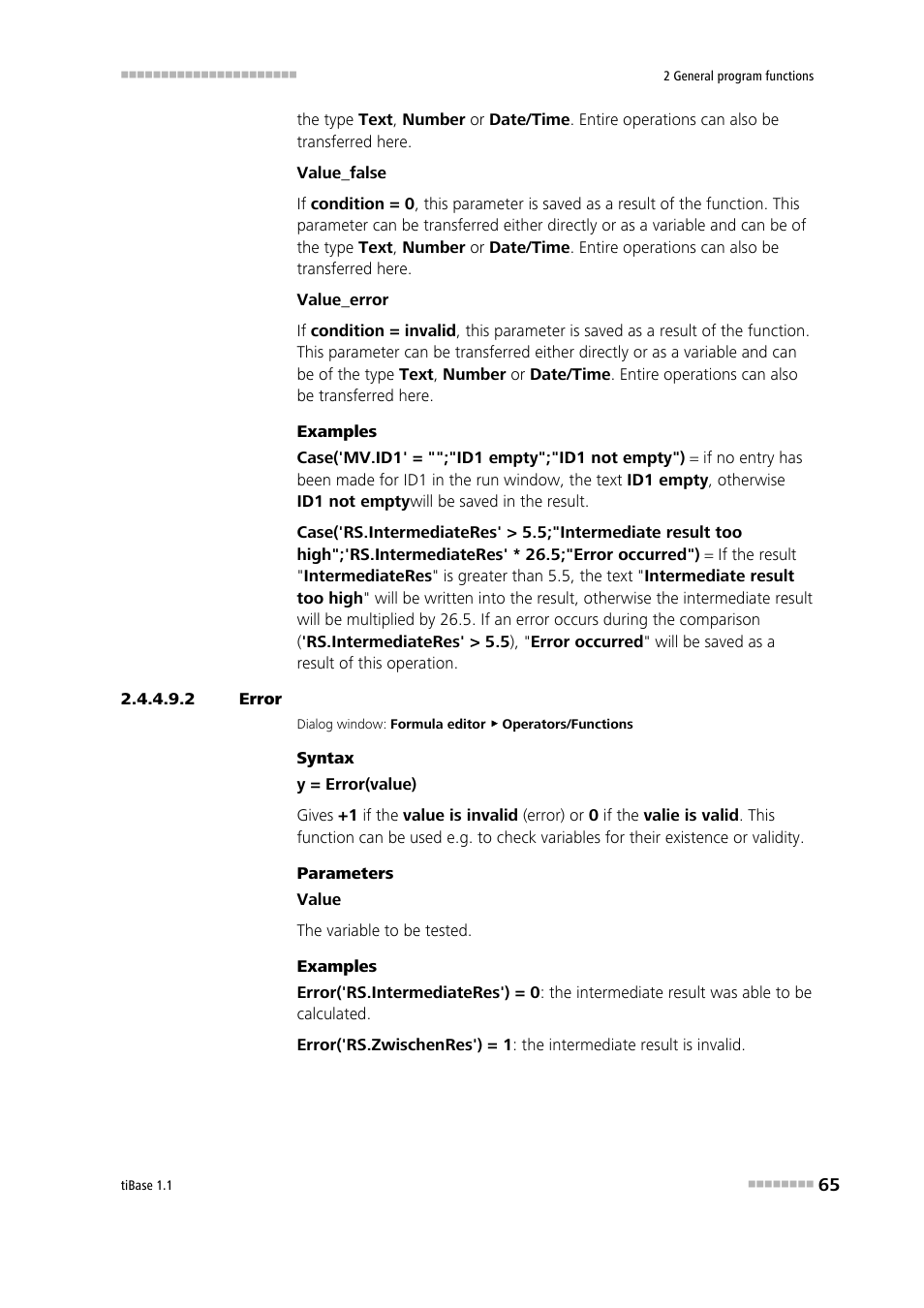 2 error, Error | Metrohm tiBase 1.1 User Manual | Page 73 / 349