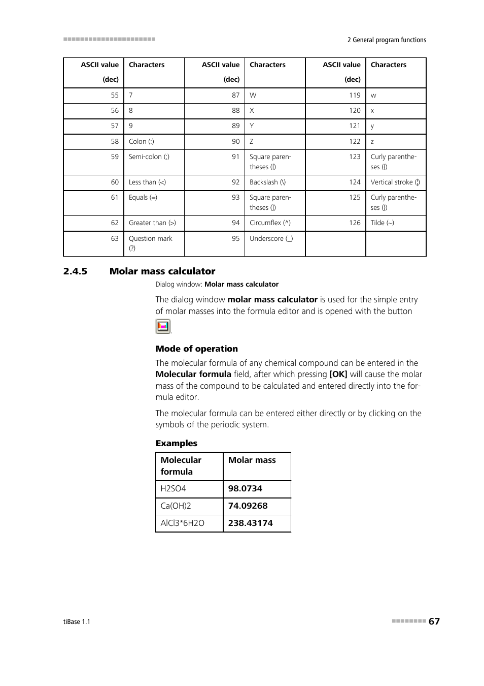 5 molar mass calculator, Molar mass calculator | Metrohm tiBase 1.1 User Manual | Page 75 / 349