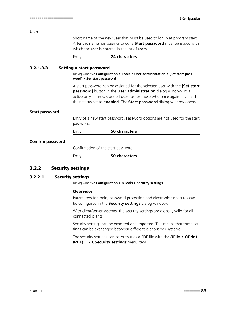 3 setting a start password, 2 security settings, 1 security settings | Security settings, Set start password for new user | Metrohm tiBase 1.1 User Manual | Page 91 / 349