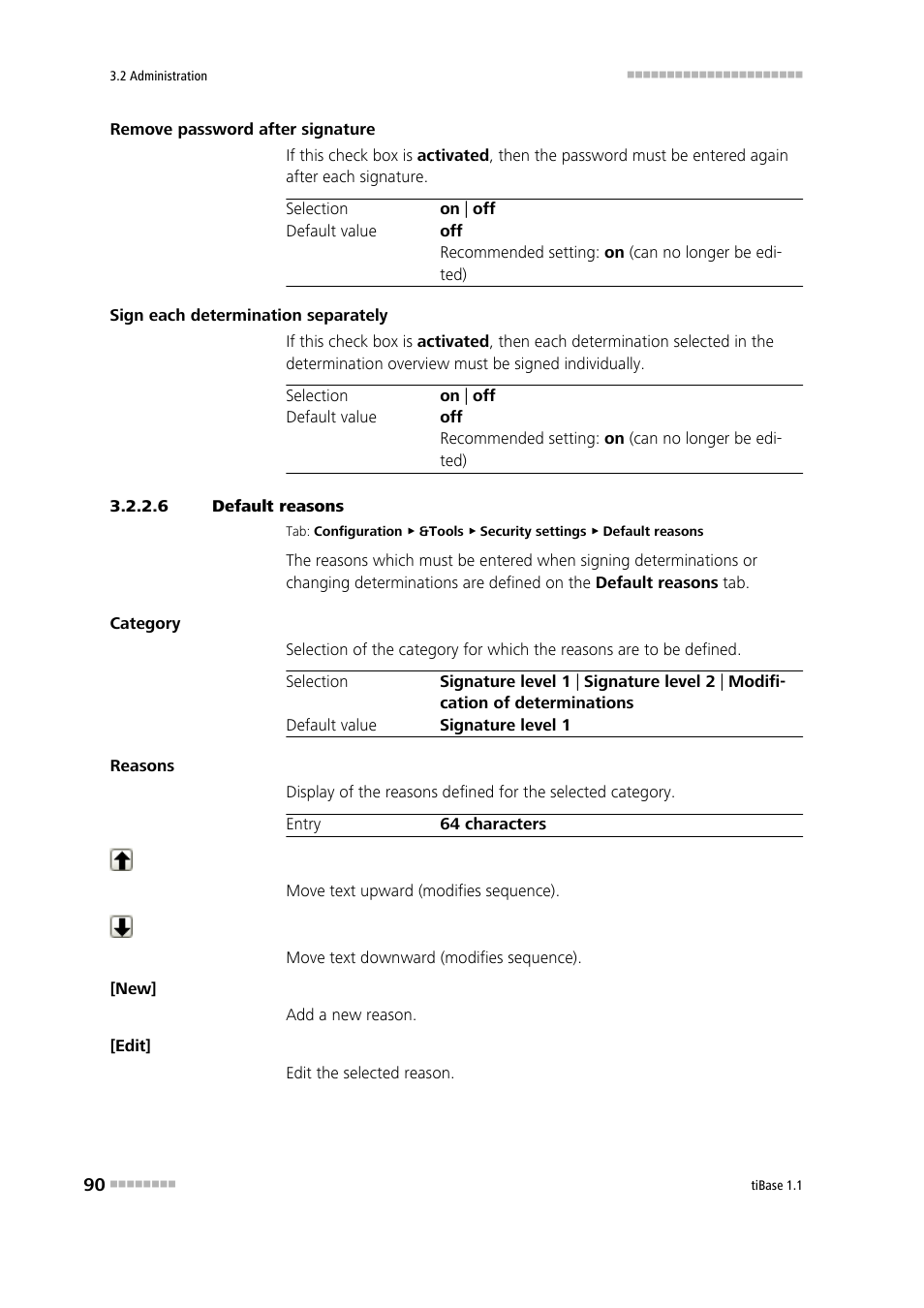 6 default reasons, Default reasons | Metrohm tiBase 1.1 User Manual | Page 98 / 349