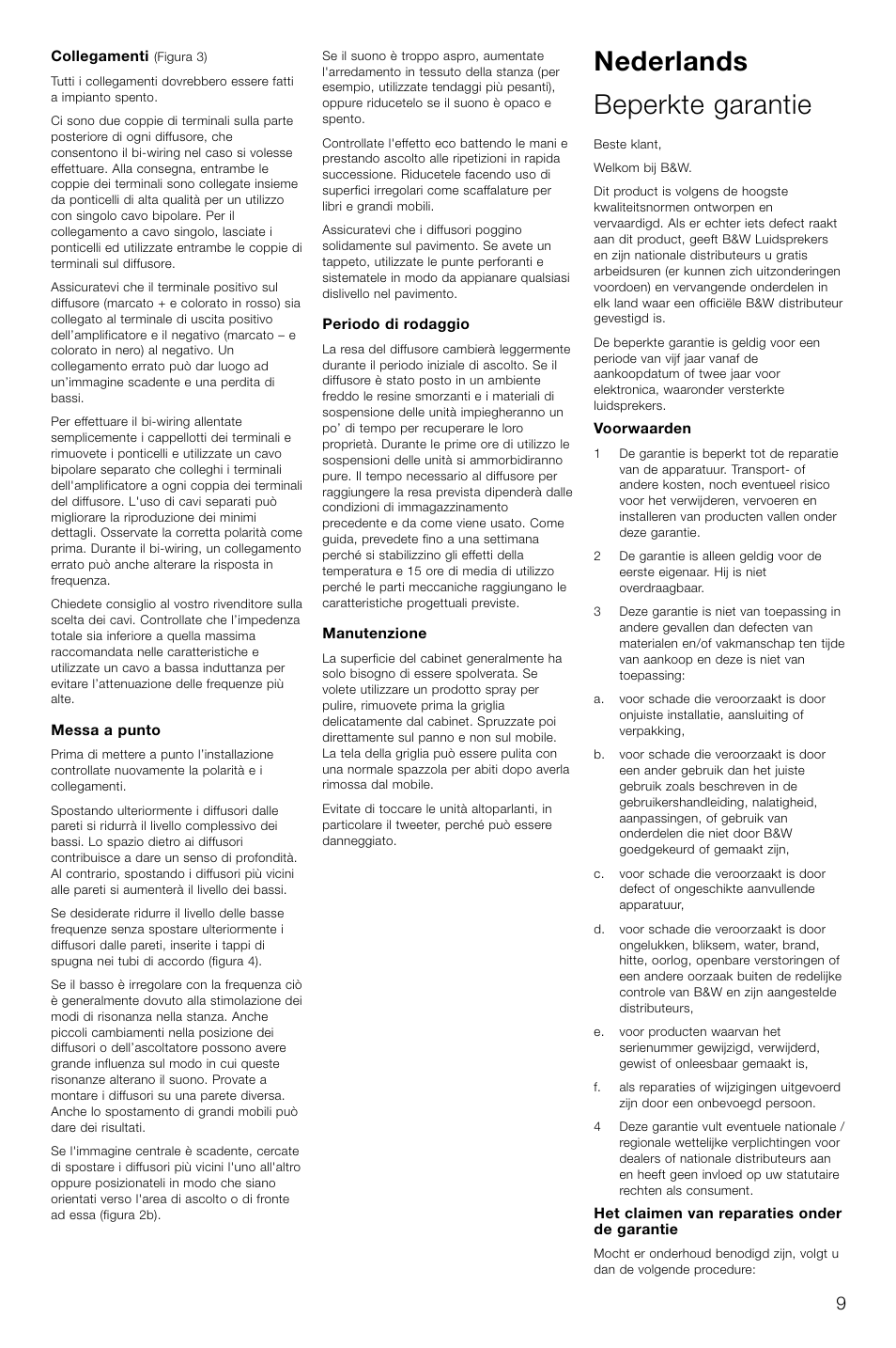 Nederlands beperkte garantie | Bowers & Wilkins CM2 User Manual | Page 12 / 28