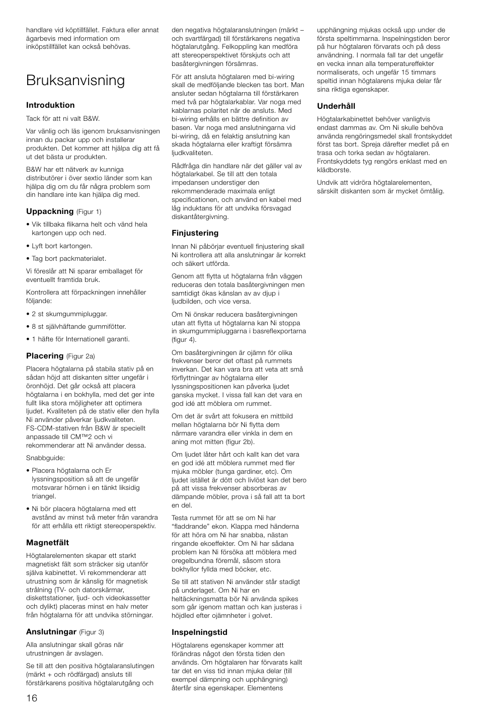 Bruksanvisning | Bowers & Wilkins CM2 User Manual | Page 19 / 28