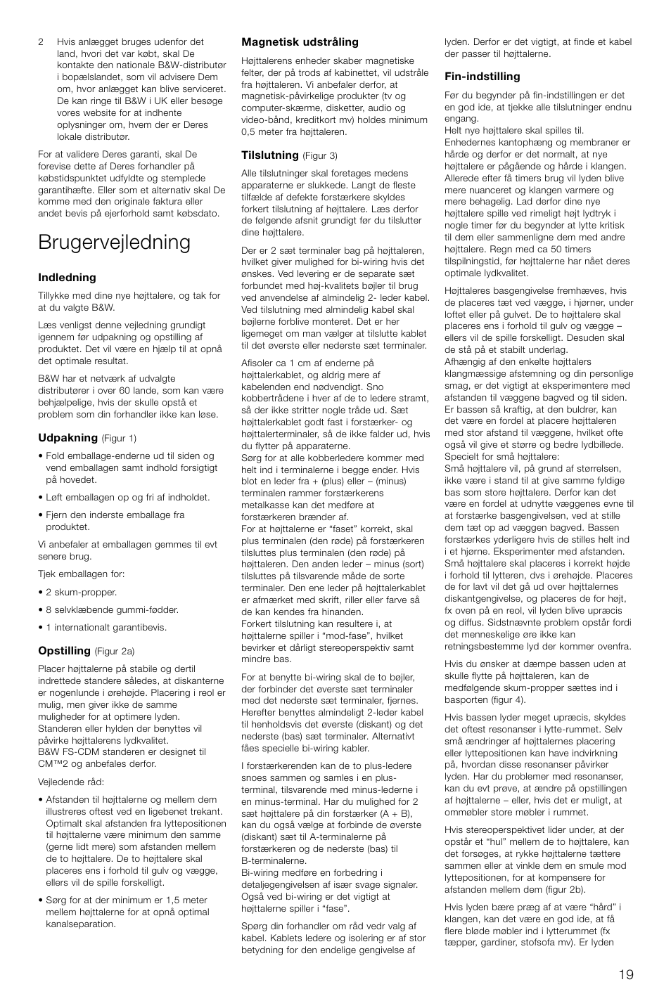 Brugervejledning | Bowers & Wilkins CM2 User Manual | Page 22 / 28