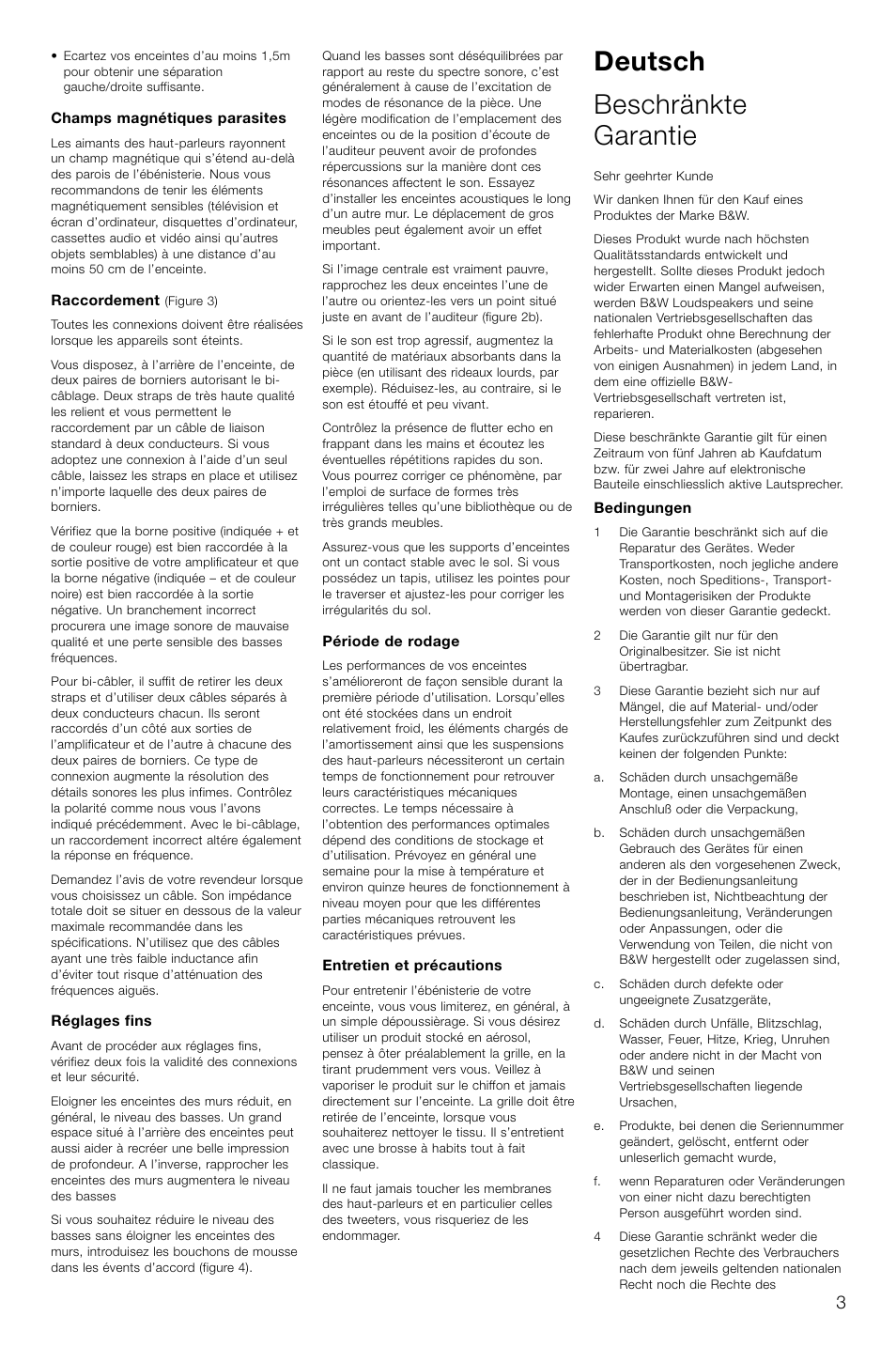 Deutsch beschränkte garantie | Bowers & Wilkins CM2 User Manual | Page 6 / 28